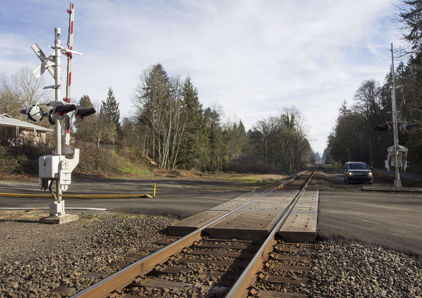 The scene where a 17-year-old pedestrian was struck and killed by a train early Monday morning in Vancouver Monday.