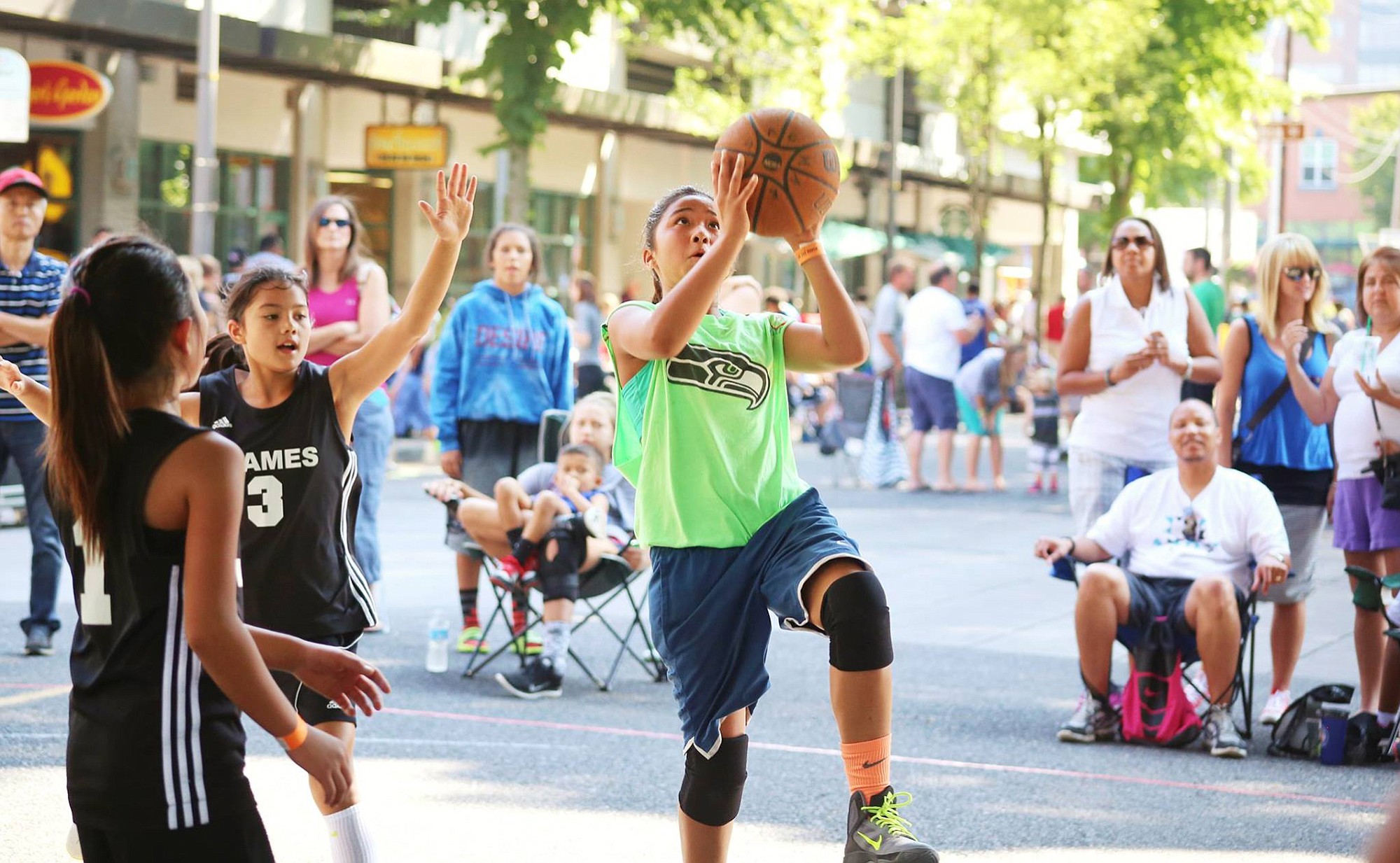 Younger basketball players are welcome to participate in Hoops on the River, too.