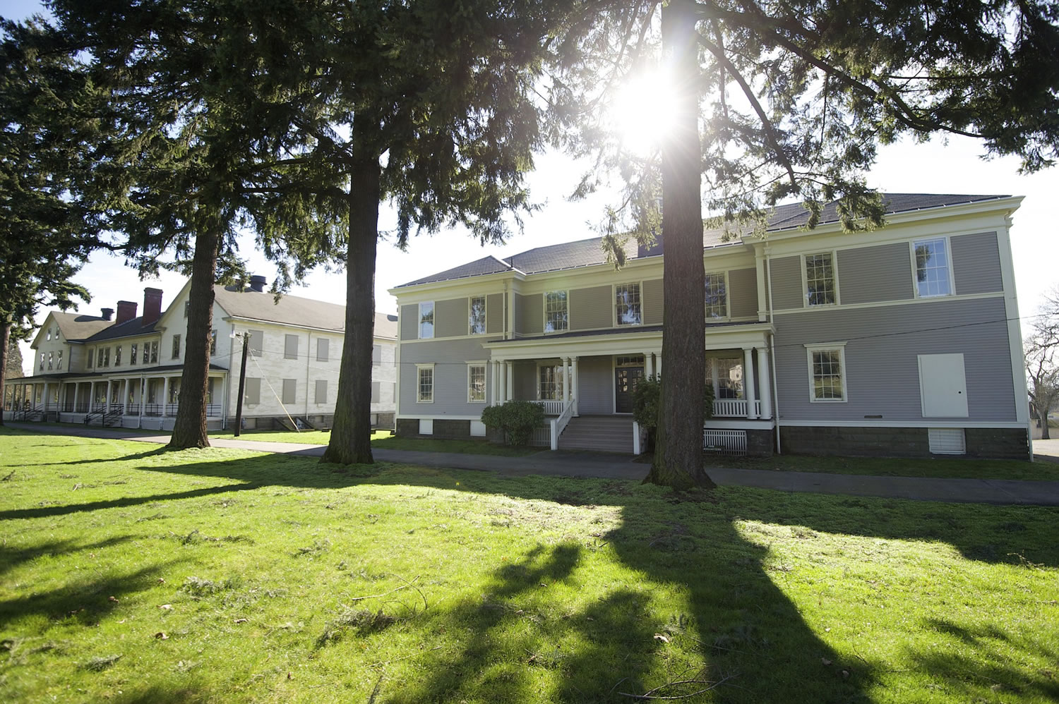 After a 2013 renovation of the Post Headquarters, right, Fort Vancouver National Historic Site anounced a rehab project for the infantry barracks, left, and two similar &quot;front row&quot; structures.