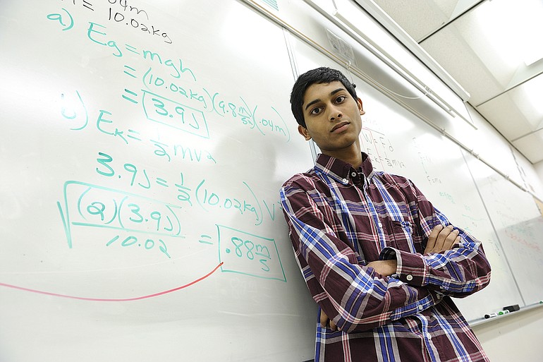 Rohith Nagari, a junior at Mountain View High School Thursday in Vancouver. Nagari scored a perfect 2,400 on his SATs.