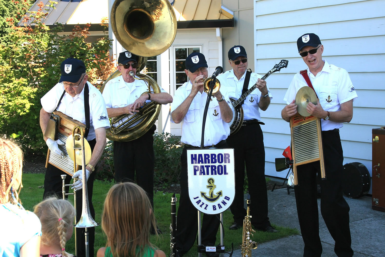 The Harbor Patrol Jazz Band features Bob Turbush, from left, Bill Stauffer, John Reitz, Dave Johnson and former member Rick Camebell.