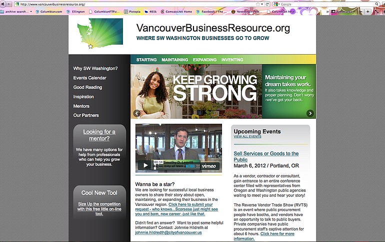 A screen shot of the new Vancouver Business Resource website.