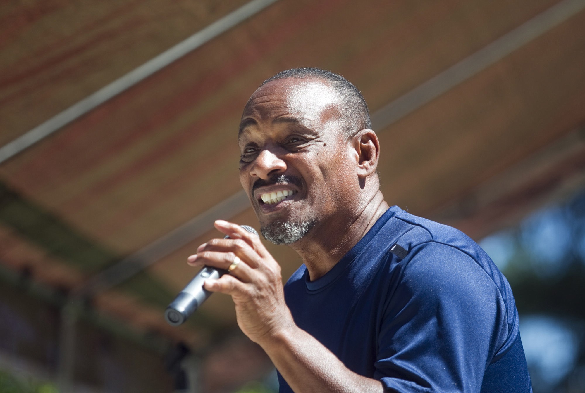 Curtis Nettles entertains the crowd at the third annual &quot;Back in the Day&quot; reunion Saturday at Marshall Park in Vancouver.