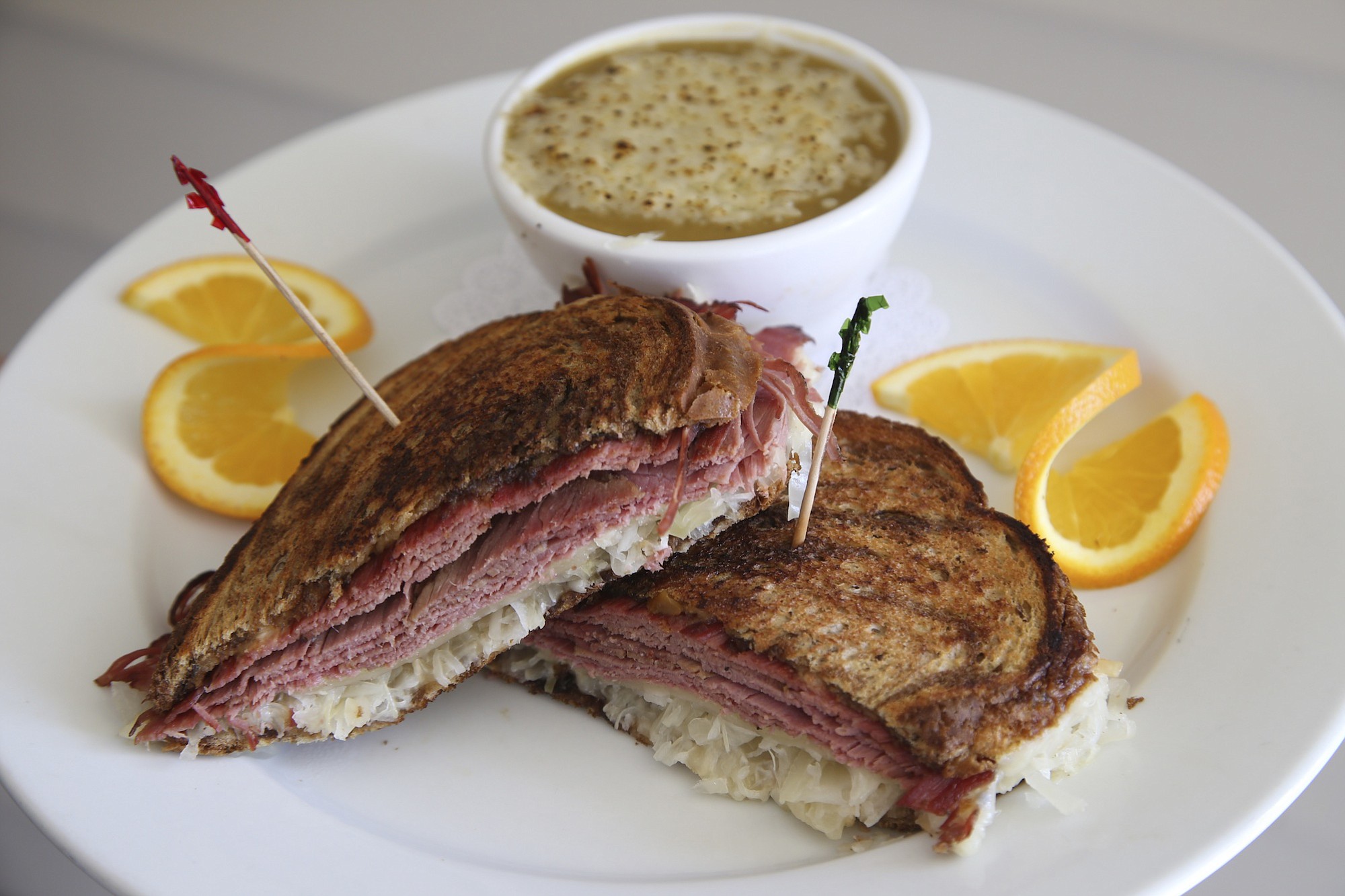A Reuben sandwich and the soup of the day is served at Shorewood Market