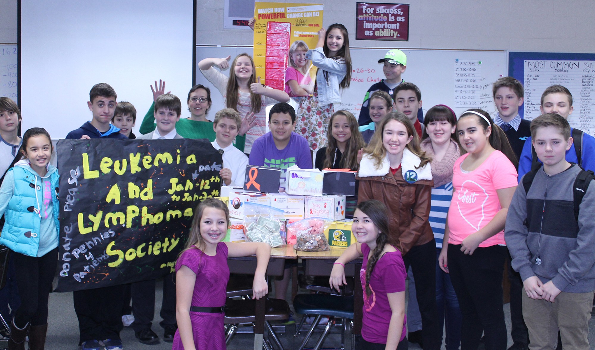 Hockinson: Hockinson Middle School students raised more than $1,000 in four days for the Pennies for Patients Drive, which benefits the Leukemia and Lymphoma Society.