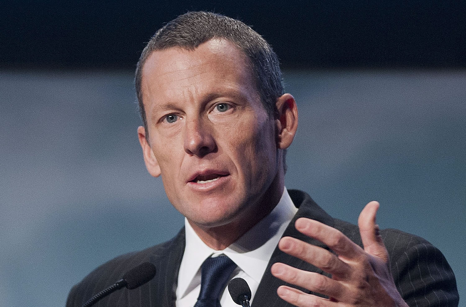 Lance Armstrong speaks to delegates at the World Cancer Congress in Montreal.