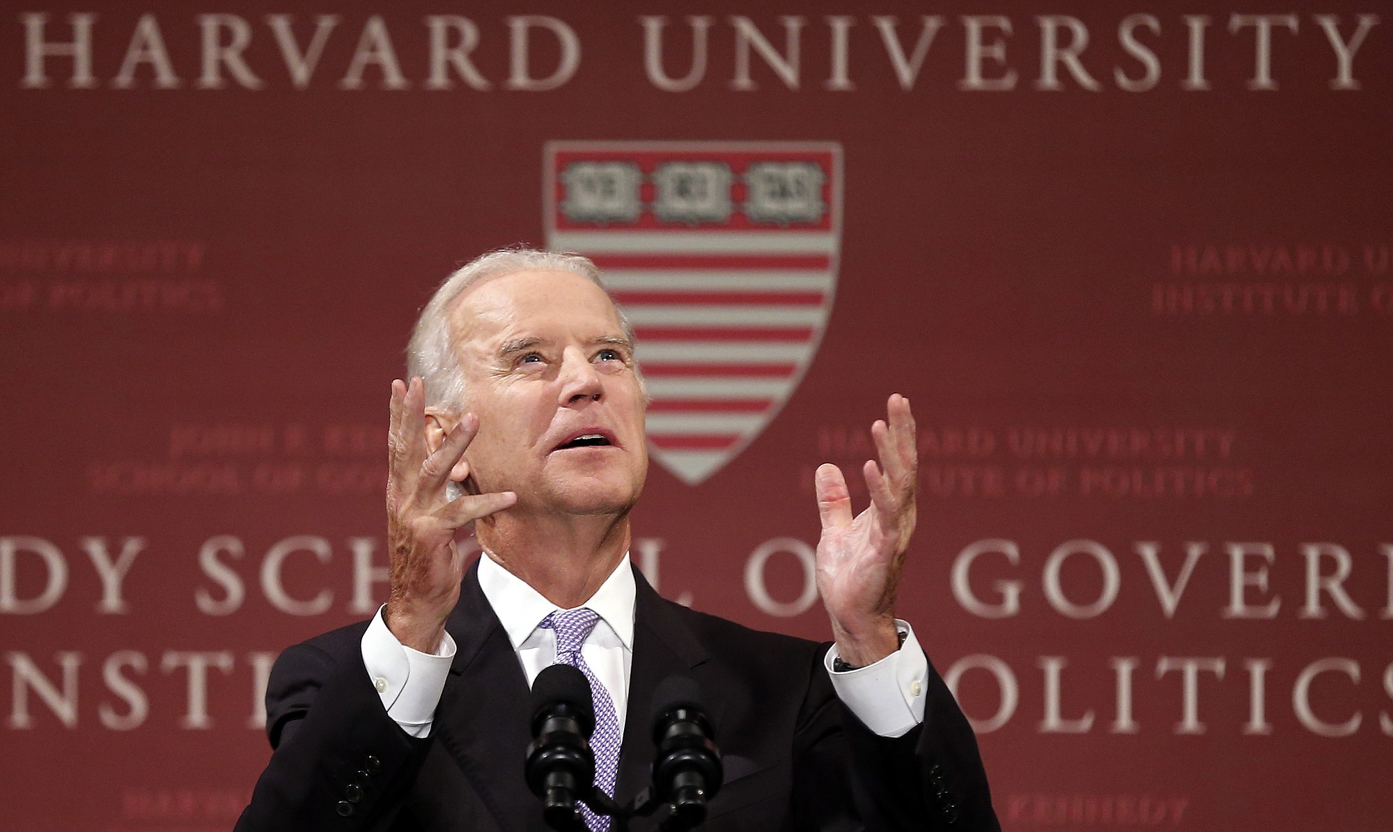 Vice President Joe Biden speaks to students faculty and staff at Harvard University's Kennedy School of Government in Cambridge, Mass., on Thursday. He will speak in support of Democrats Sen. Jeff Merkley in Portland on Wednesday and Sen.