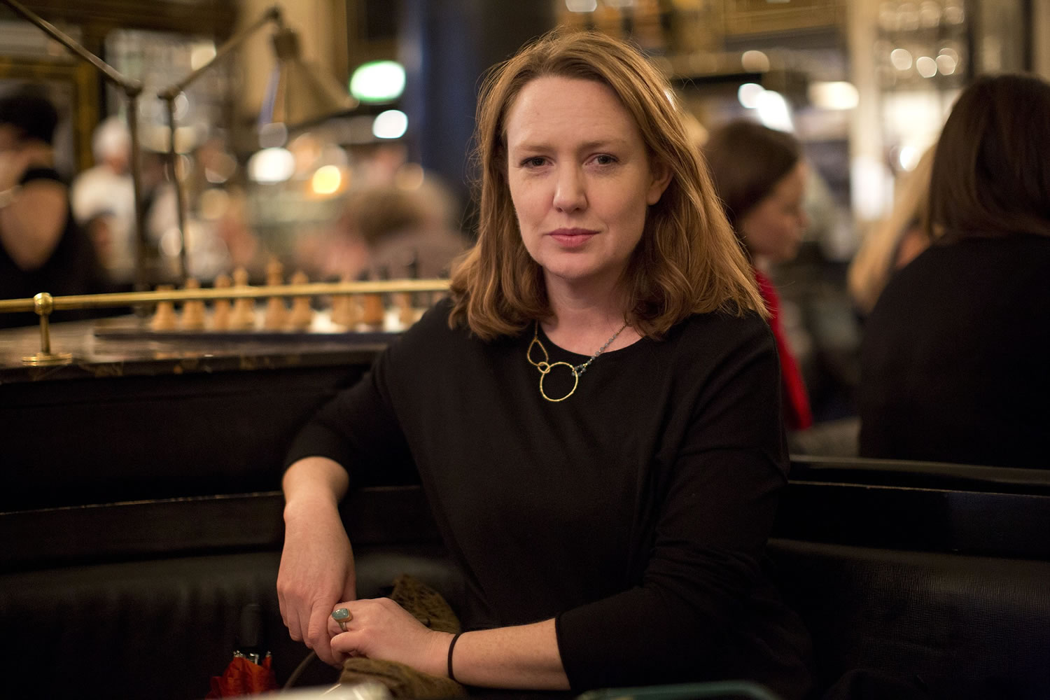 Paula Hawkins, author of &quot;The Girl on the Train,&quot; poses Feb. 19 in London.