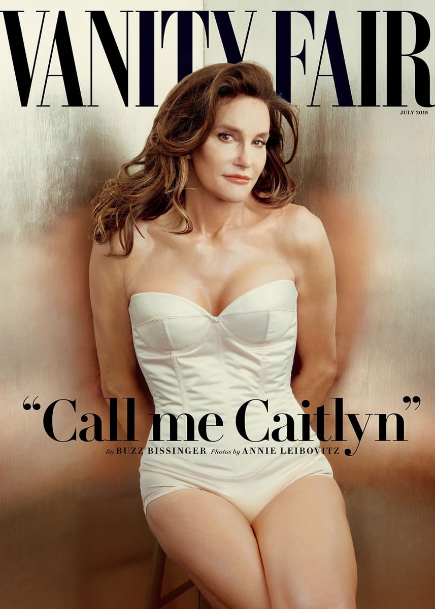 This photo taken by Annie Leibovitz exclusively for Vanity Fair shows the cover of the magazine's July 2015 issue featuring Bruce Jenner debuting as a transgender woman named Caitlyn Jenner.
