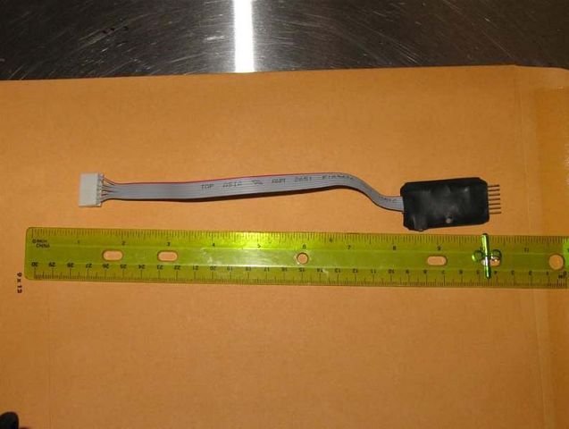 This illegal credit-card skimming device was recovered from a 7-Eleven gas pump Monday.