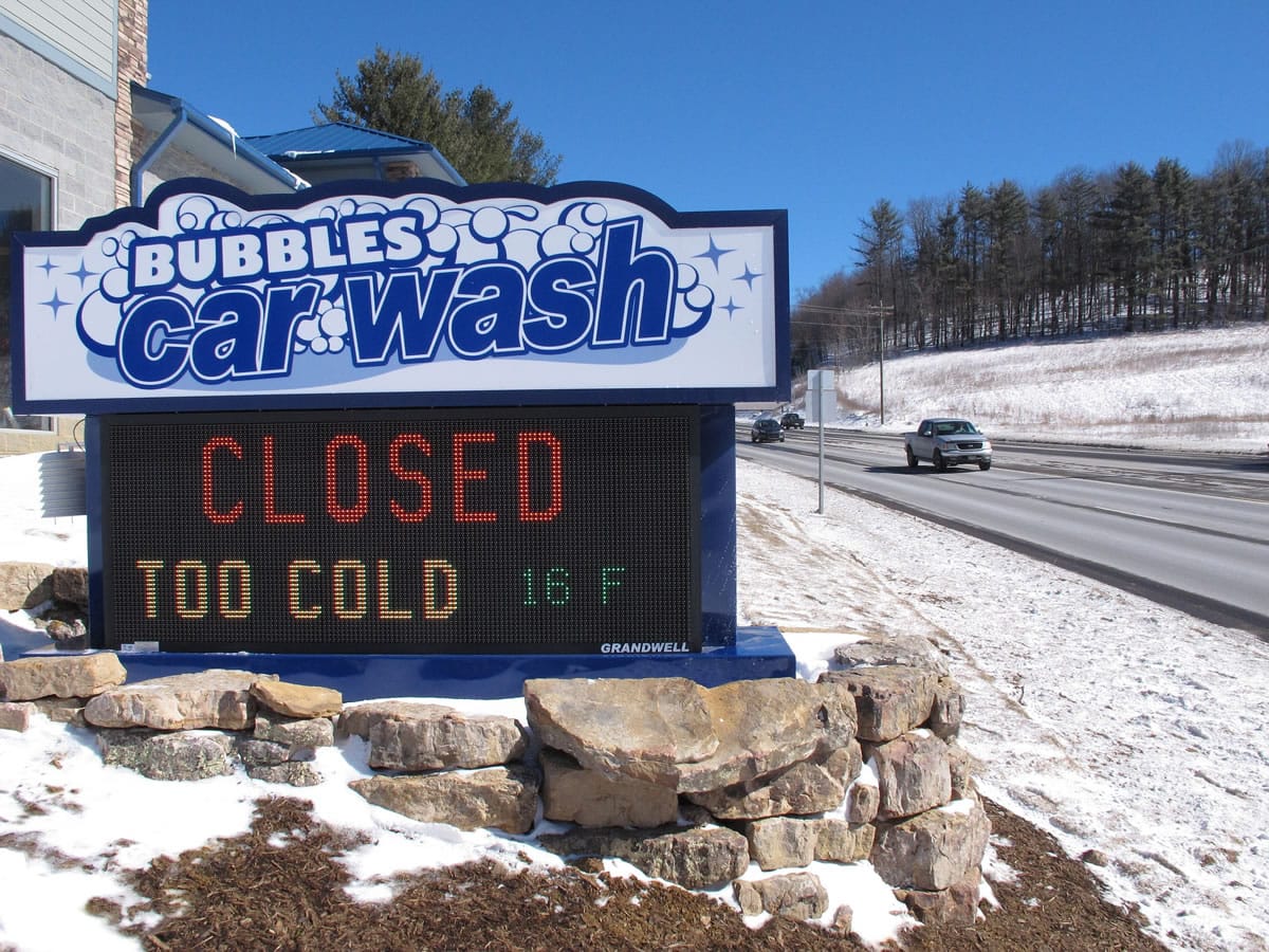 A car wash is closed Friday due to weather conditions in Boone, N.C.