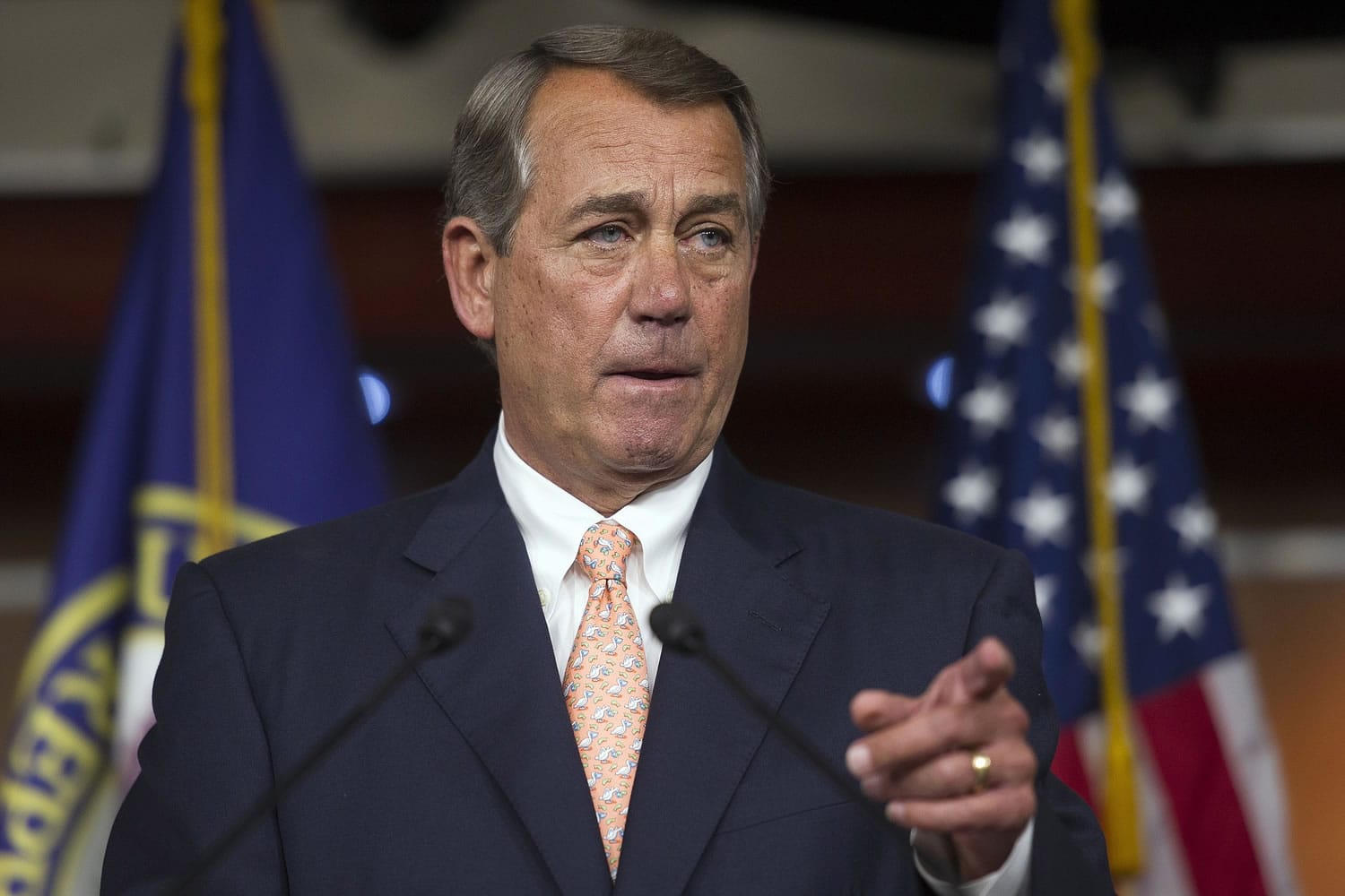 House Speaker John Boehner of Ohio speaks during a news conference on Capitol Hill in Washington.
