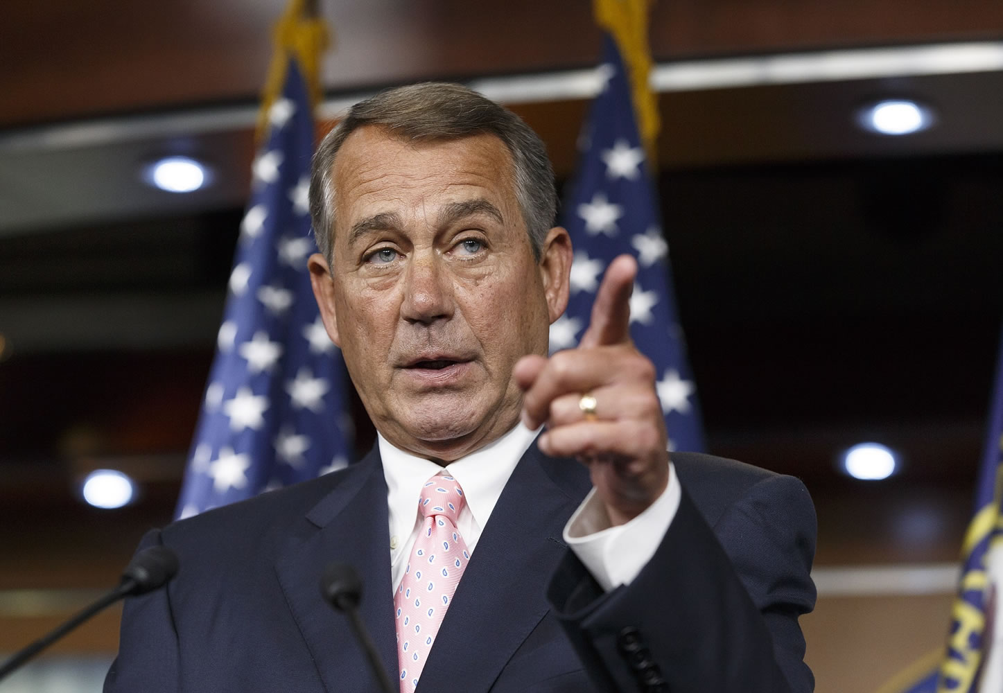 House Speaker John Boehner, R-Ohio, talks with the media on Capitol Hill in Washington.