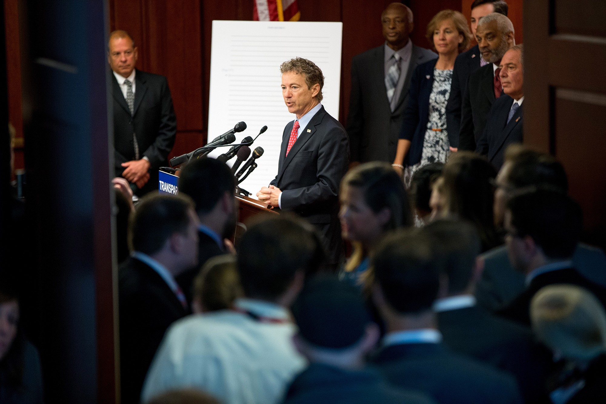 Republican presidential candidate, Sen. Rand Paul, R-Ky. speaks Tuesday at a news conference on Capitol Hill in Washington, to call for the 28 classified pages of the 9-11 report to be declassified.
