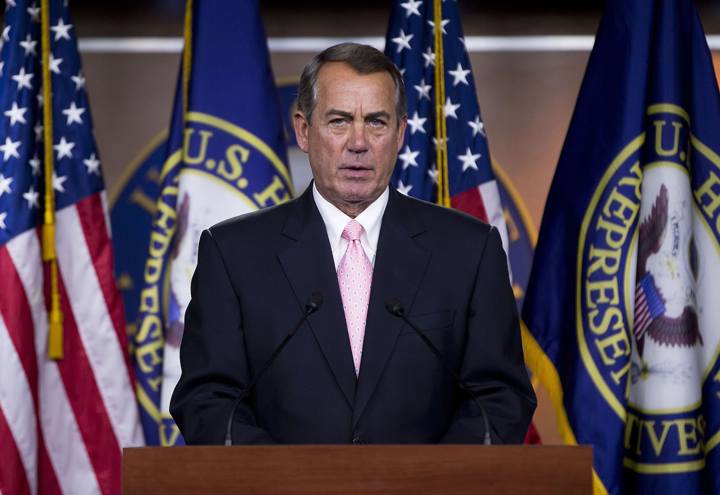 House Speaker John Boehner of Ohio speaks during a news conference on Capitol Hill in Washington.