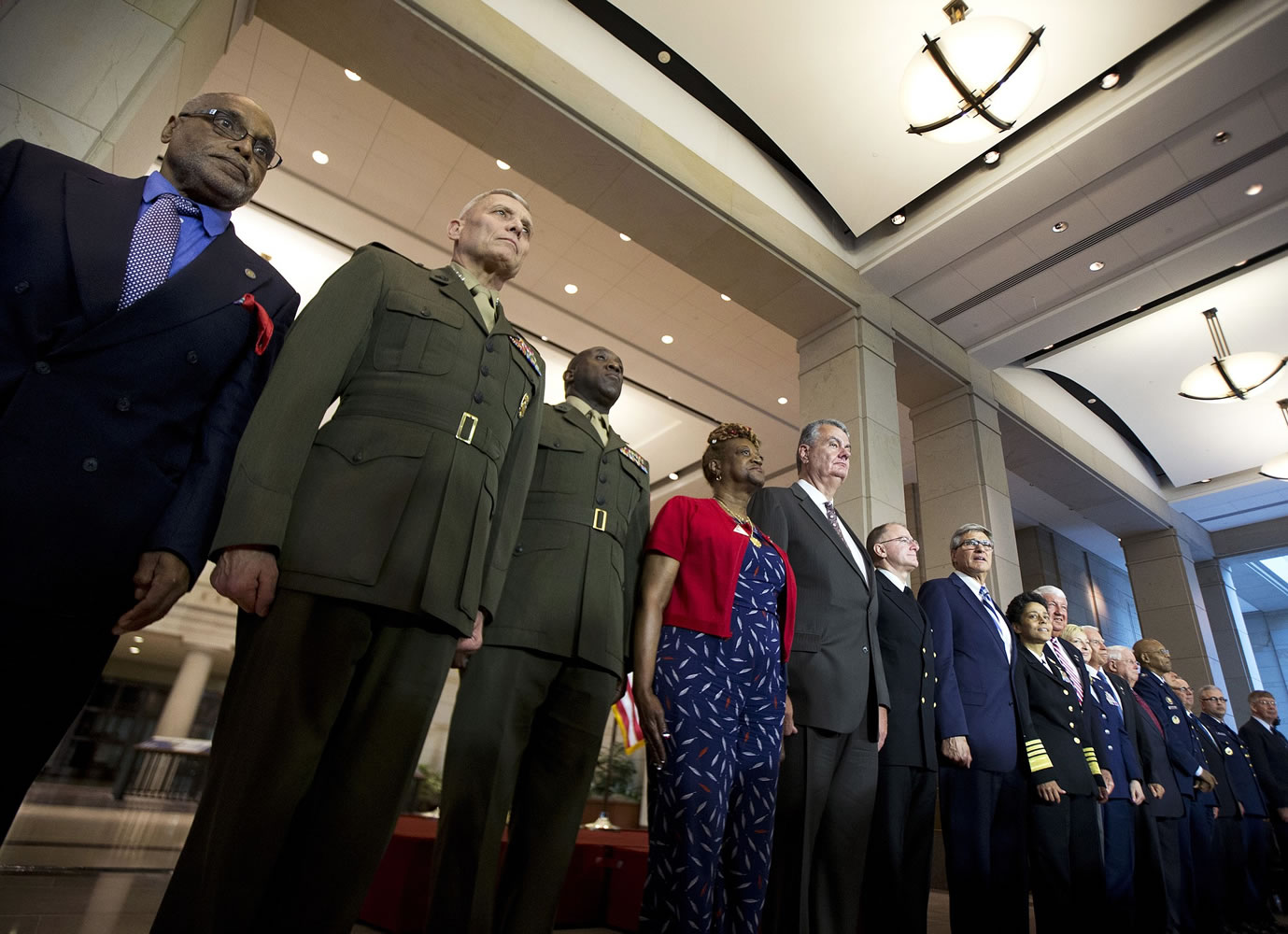 Pin recipients and military officers attend a ceremony Wednesday to commemorate the 50th anniversary of the Vietnam War on Capitol Hill in Washington.