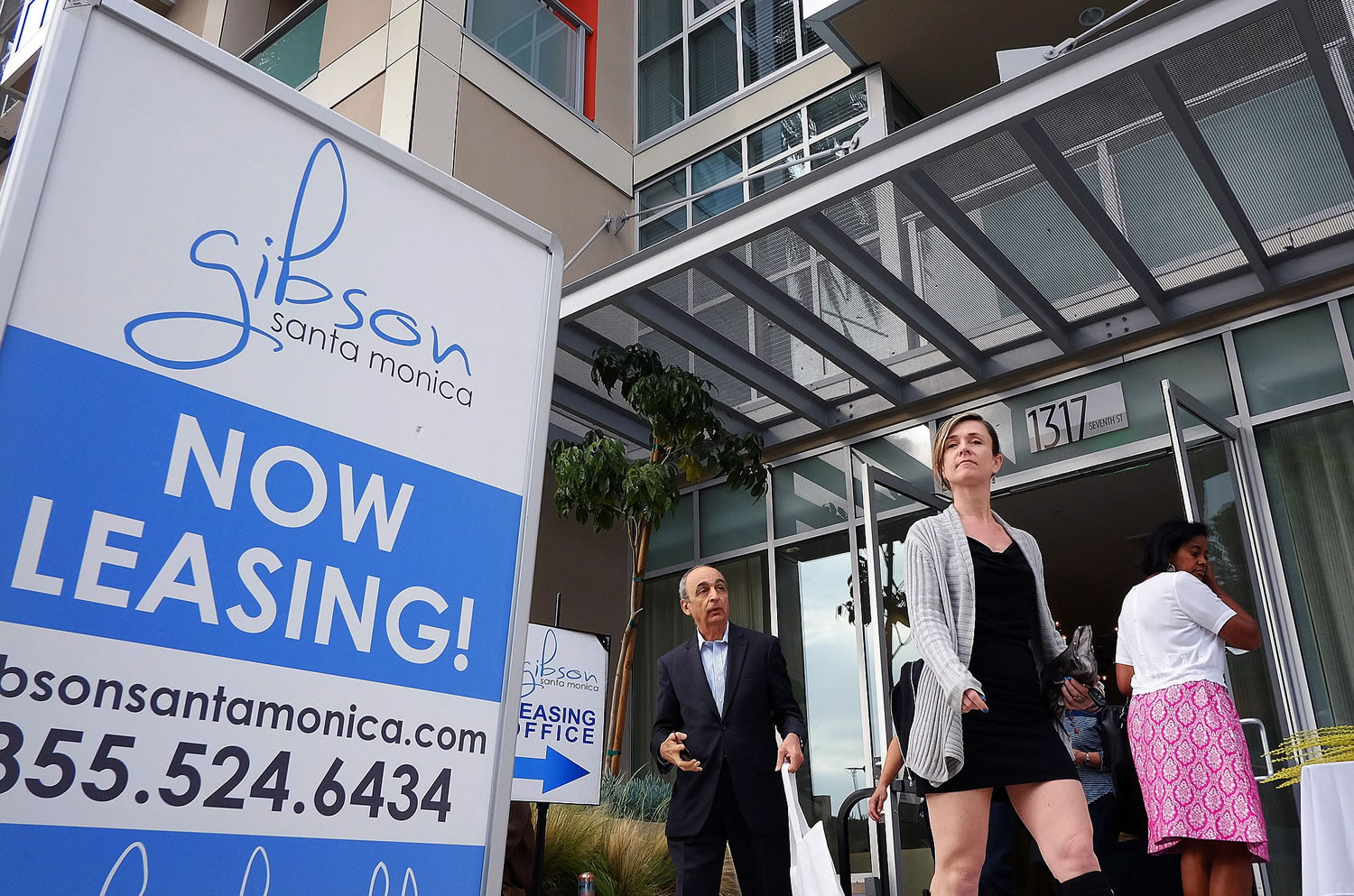 Associated Press files
Visitors arrive for the grand opening of Gibson Santa Monica, a new luxury apartment complex in downtown Santa Monica, Calif. Residential rents, the biggest driver of inflation in 2015, climbed 3.5 percent in June from a year earlier, the fifth straight month with an annual gain of that size.