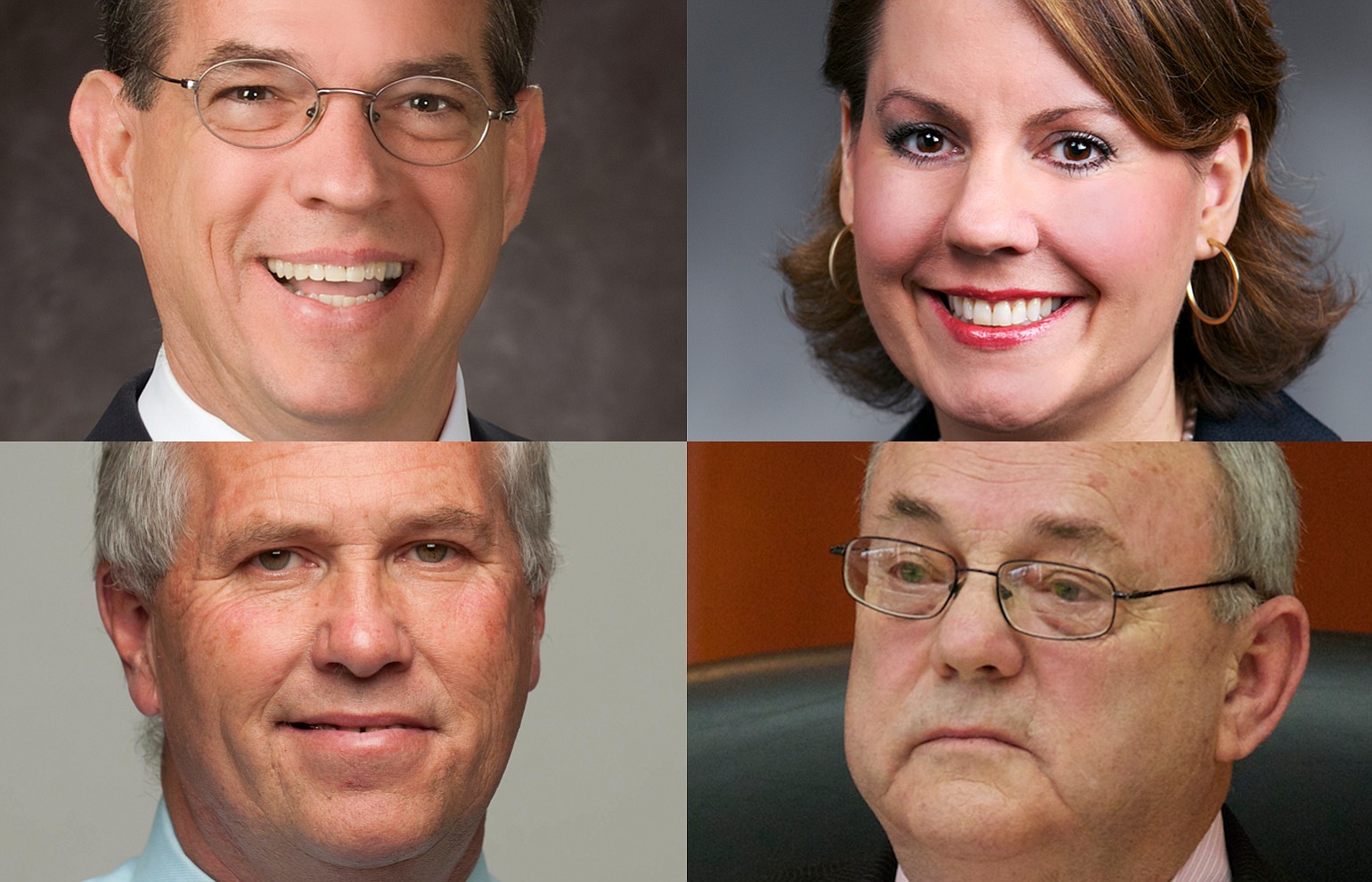 These four candidates -- clockwise from top left, Paul Montague, Ann Rivers, Tom Mielke and Marc Boldt -- are vying for Clark County council chairperson.