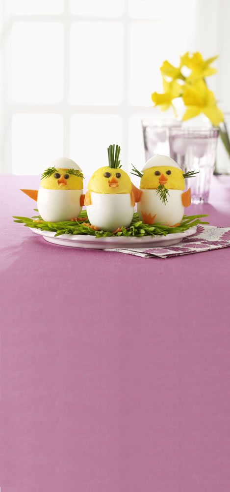 Woman's Day
&quot;Egg chicks&quot; can be created by adding facial features to deviled eggs.