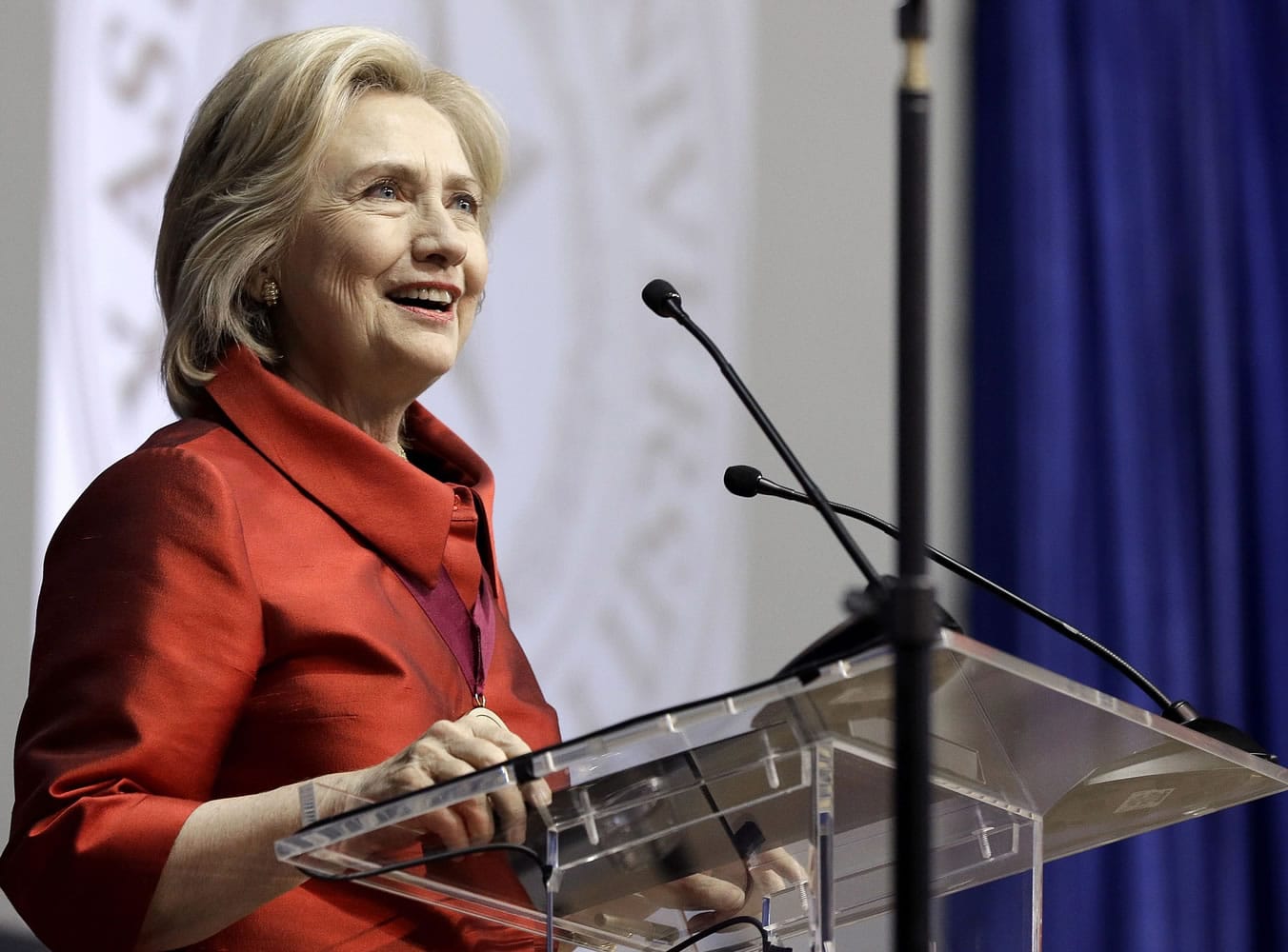 Democratic presidential candidate Hillary Rodham Clinton speaks in Houston. There?s little question Clinton is moving to the left in her early campaign for the Democratic presidential nomination. But she?s picking her causes carefully.