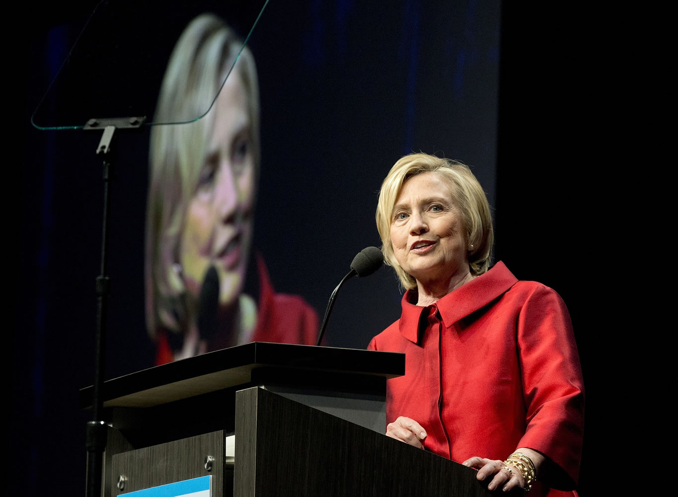 Democratic presidential candidate Hillary Rodham Clinton speaks in Fairfax, Va.