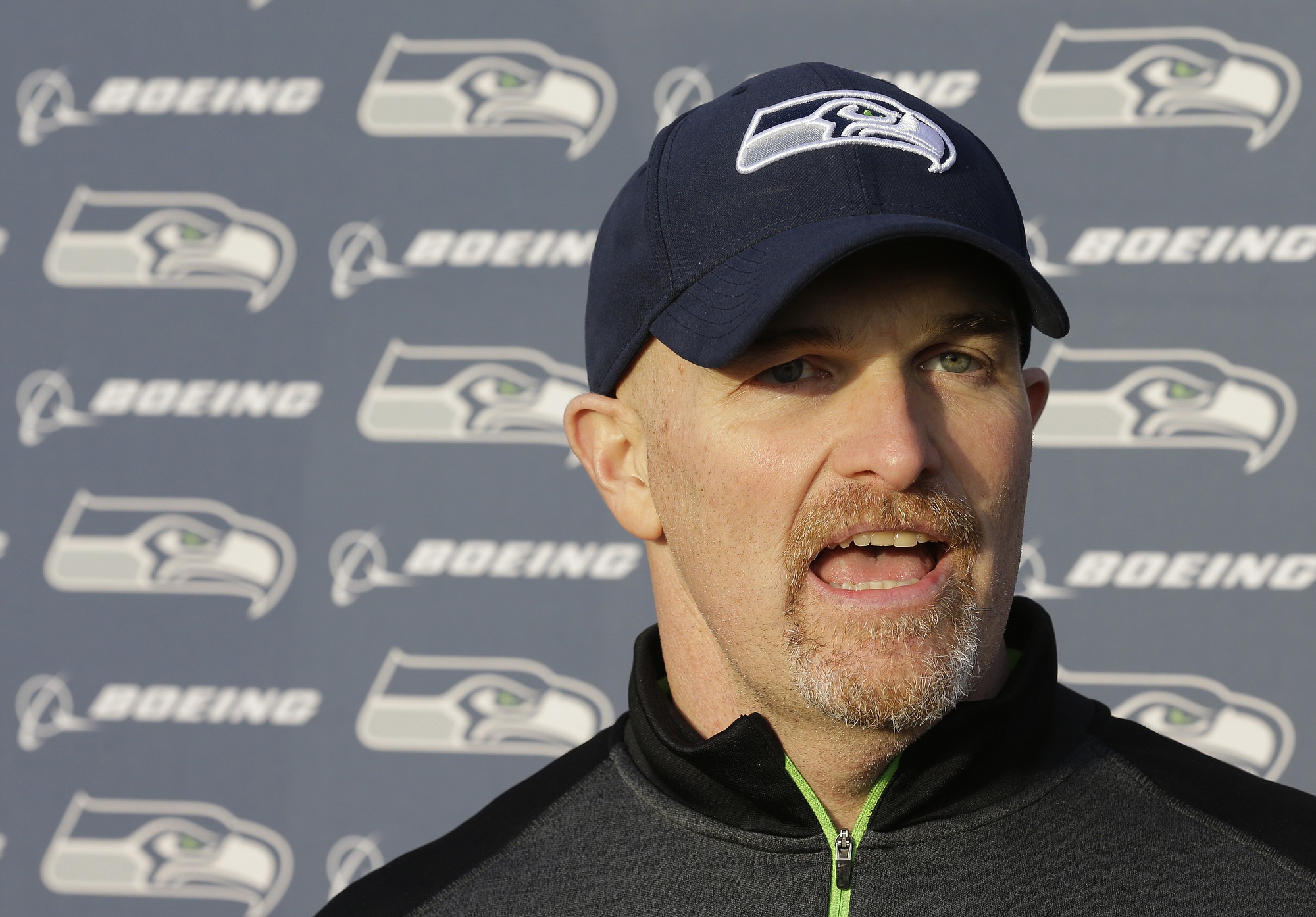 Seattle Seahawks defensive coordinator Dan Quinn was officially hired Monday as the new head coach of the Atlanta Falcons. (AP Photo/Ted S.