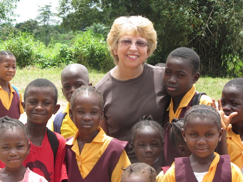 Nancy Writebol, with children in Liberia, is one of two Americans working for a missionary group in Liberia that have been diagnosed with Ebola.