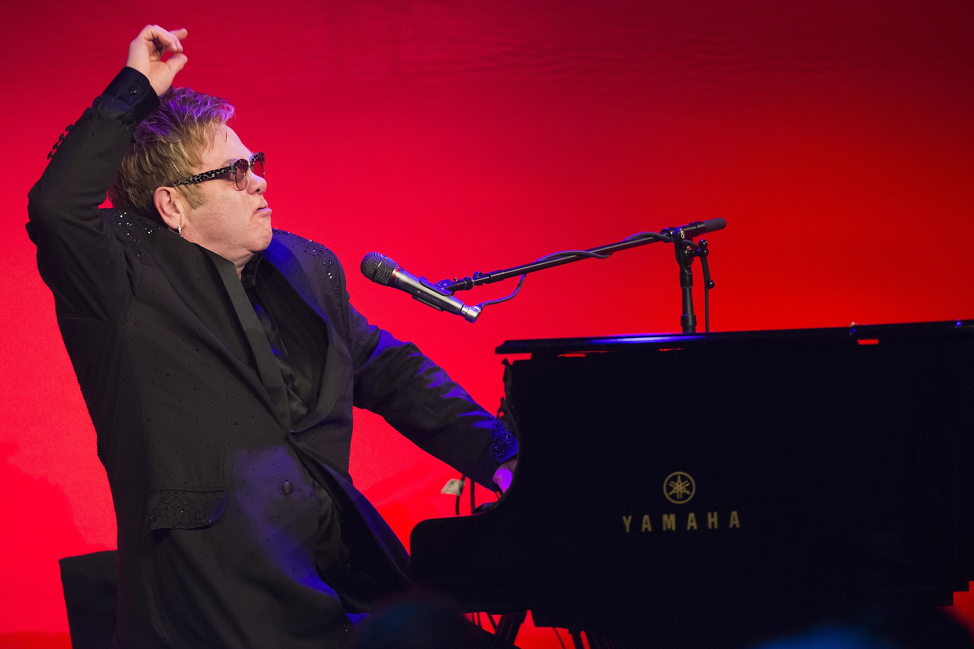 Elton John performs at the Elton John AIDS Foundation's 13th Annual &quot;An Enduring Vision&quot; benefit at Cipriani's Wall Street on Tuesday in New York.