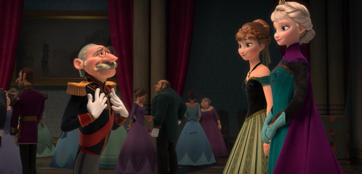 Disney
Duke Weselton, voiced by Alan Tudyk, from left, Anna, voiced by Kristen Bell, and Elsa the Snow Queen, voiced by Idina Menzel, chat in &quot;Frozen.&quot;