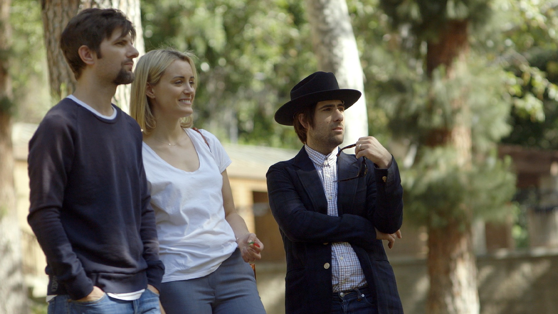 Adam Scott, from left, Taylor Schilling and Jason Schwartzman star in &quot;The Overnight.&quot;