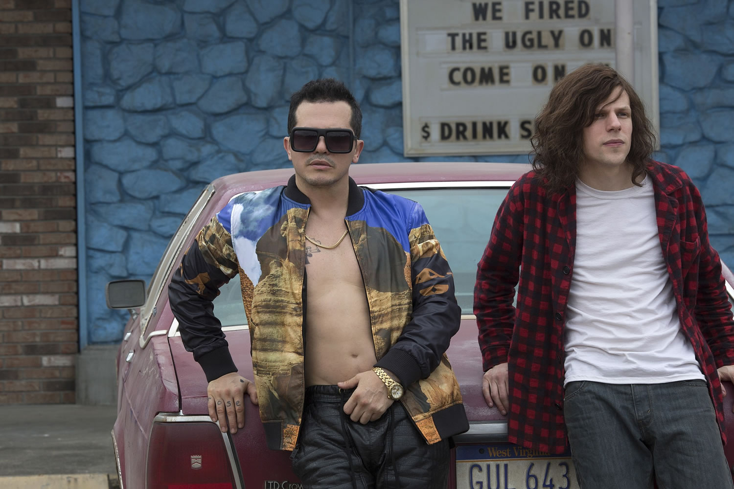 John Leguizamo, left, and Jesse Eisenberg appear in a scene from &quot;American Ultra.&quot;