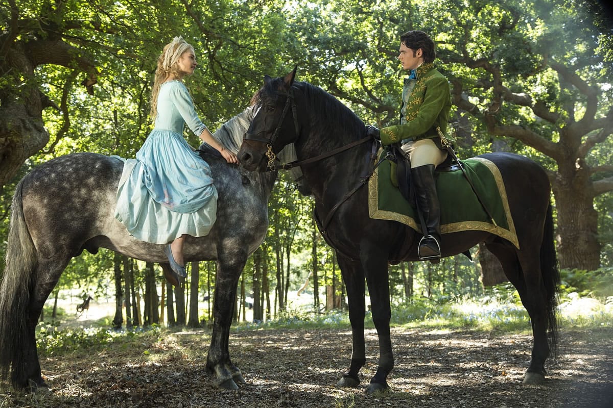 Disney
Lily James as Cinderella, left, and Richard Madden as the Prince in Disney's live-action feature inspired by the classic fairy tale, &quot;Cinderella.&quot;