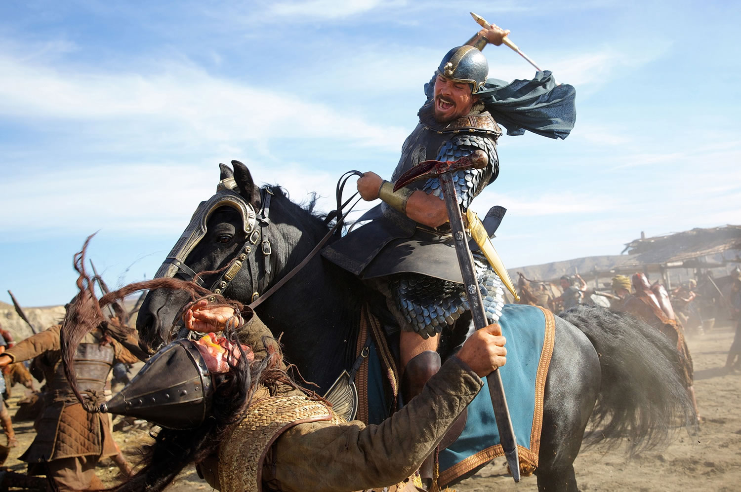 Christian Bale rides into action as Moses in &quot;Exodus: Gods and Kings.&quot;
Kerry Brown
20th Century Fox