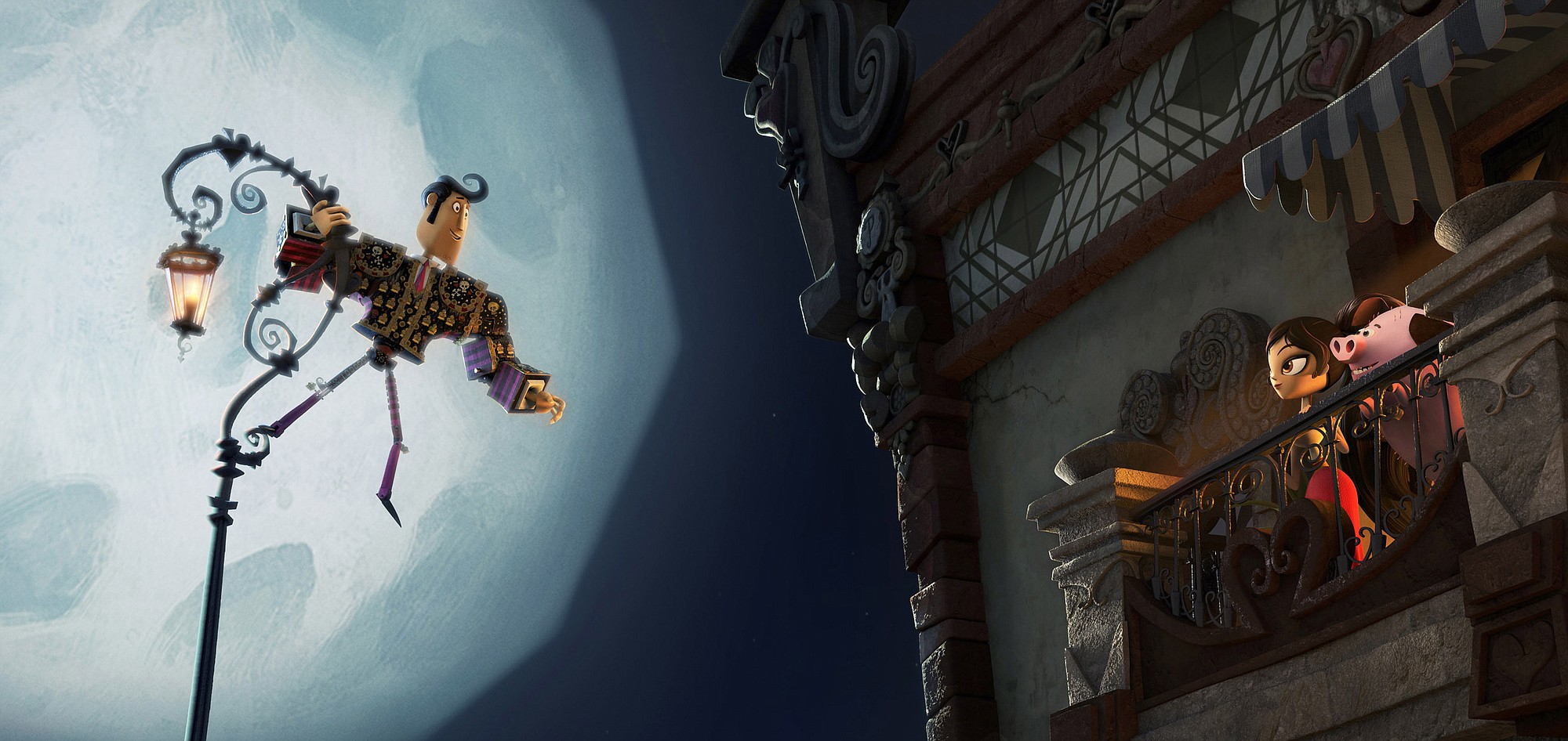 The character Manolo, voiced by Diego Luna, left, and the character Maria, voiced by Zoe Saldana, in a scene from &quot;The Book of Life.&quot;