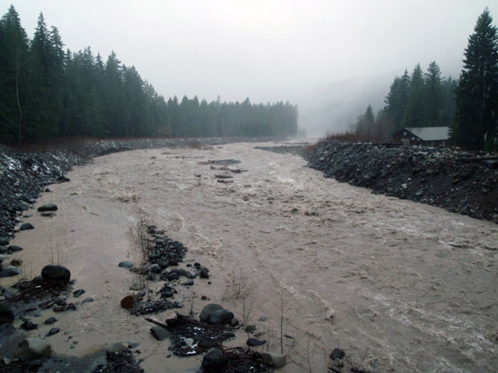 Officials at Mount Rainier National Park have temporarily closed park access at the Nisqually entrance because of flooding from the Nisqually River.
