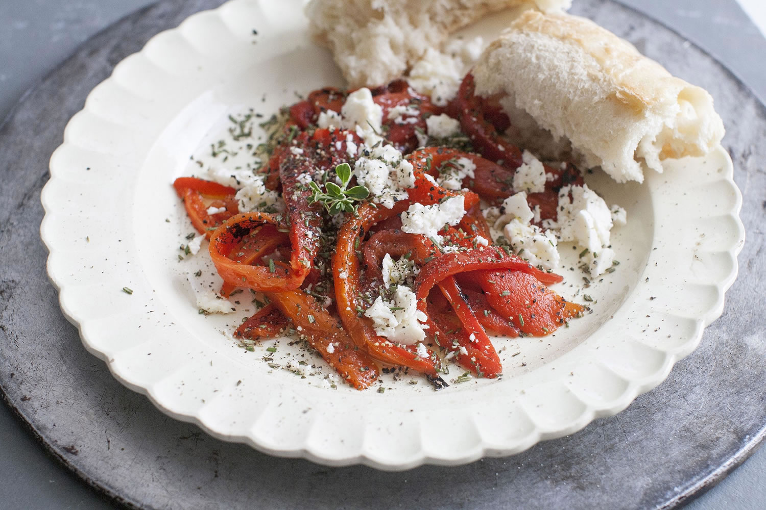 Roasted Red Peppers with Feta