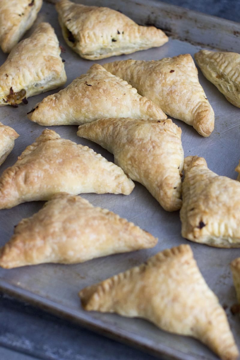 Mushroom and sweet potato turnovers work equally well as a fall gathering appetizer and an easy weeknight meal.
