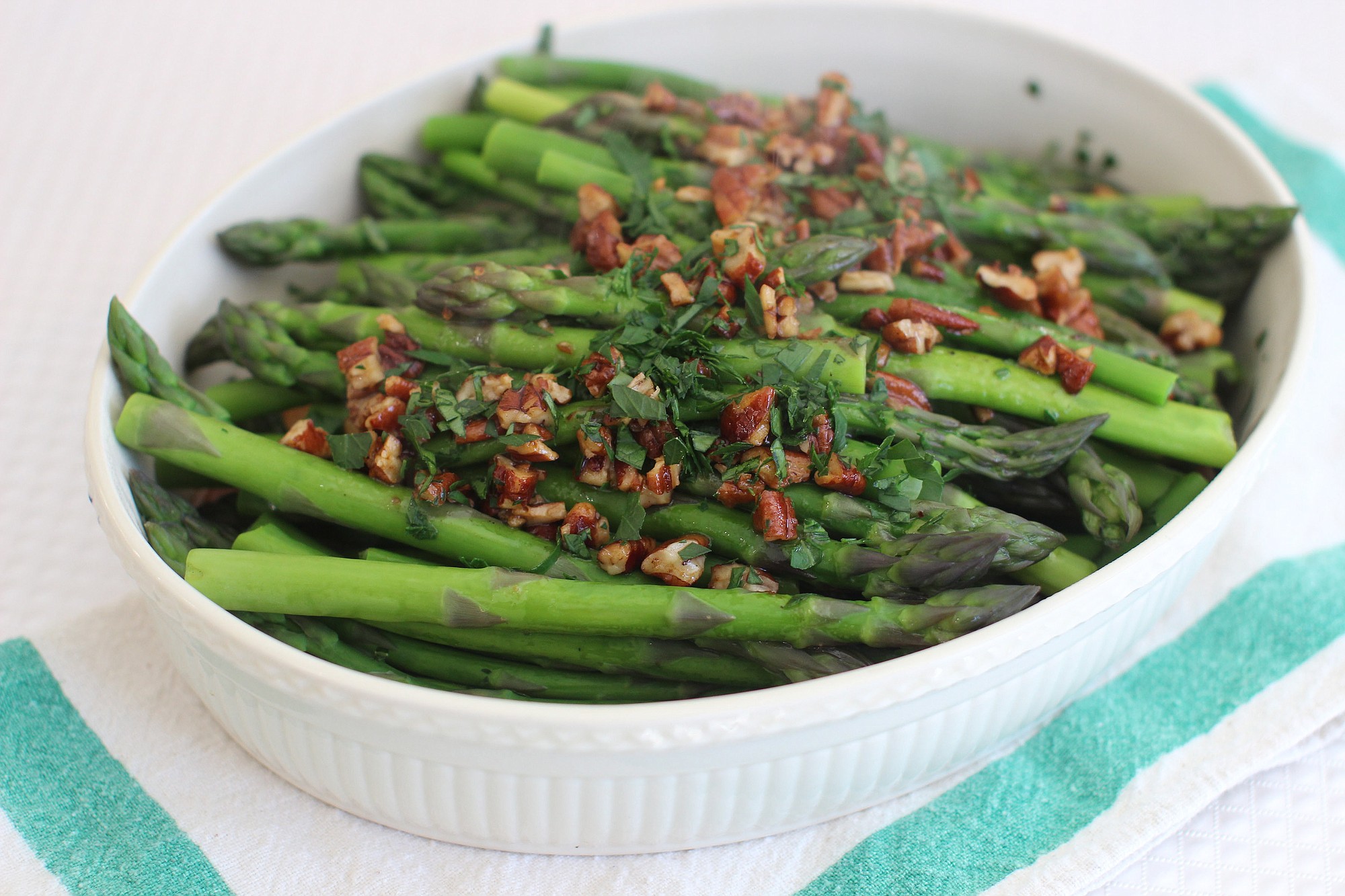 Brown Butter Asparagus With Pecans.