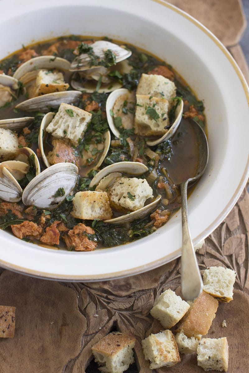 Spicy Clam and Kale Soup.