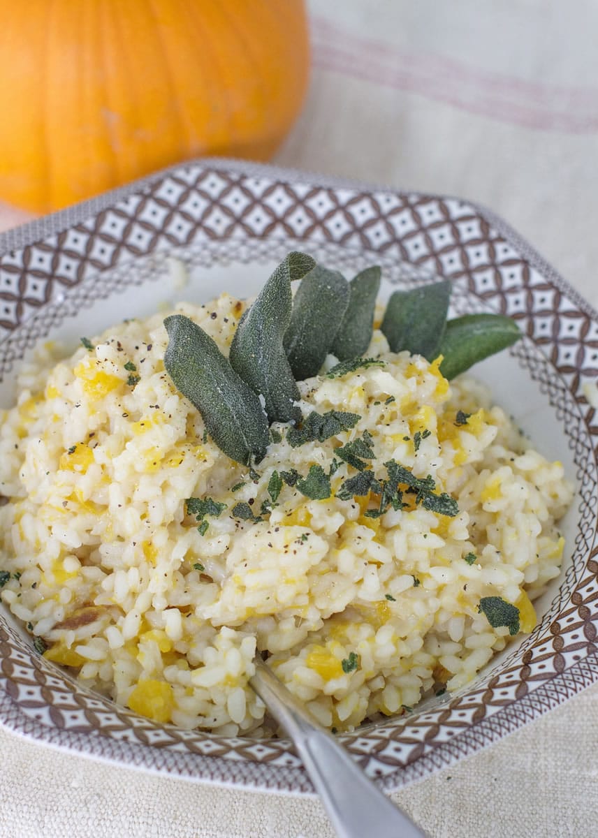 Pumpkin Risotto With Fried Sage.