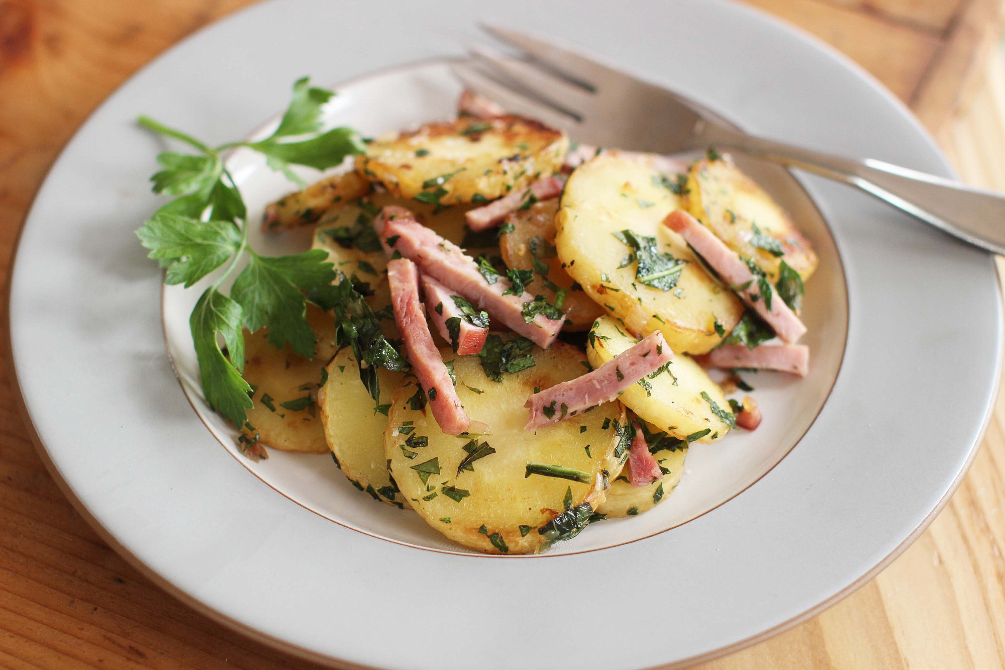 Sauteed parsnips with country ham.