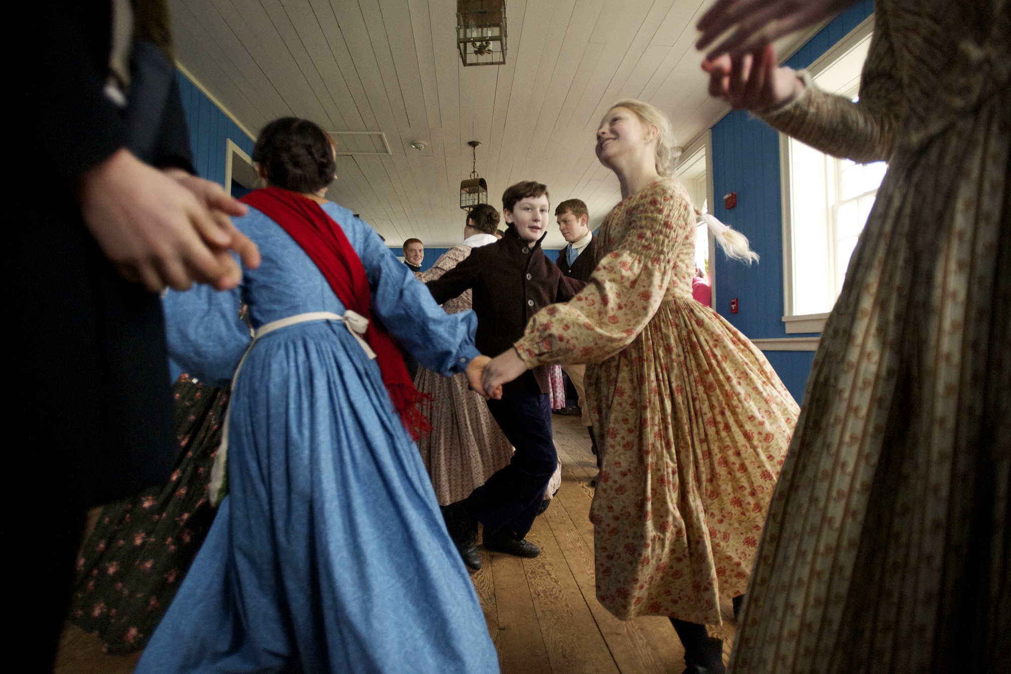 Children dance in the Counting House at Fort Vancouver during the annual Christmas at the Fort event in 2013.