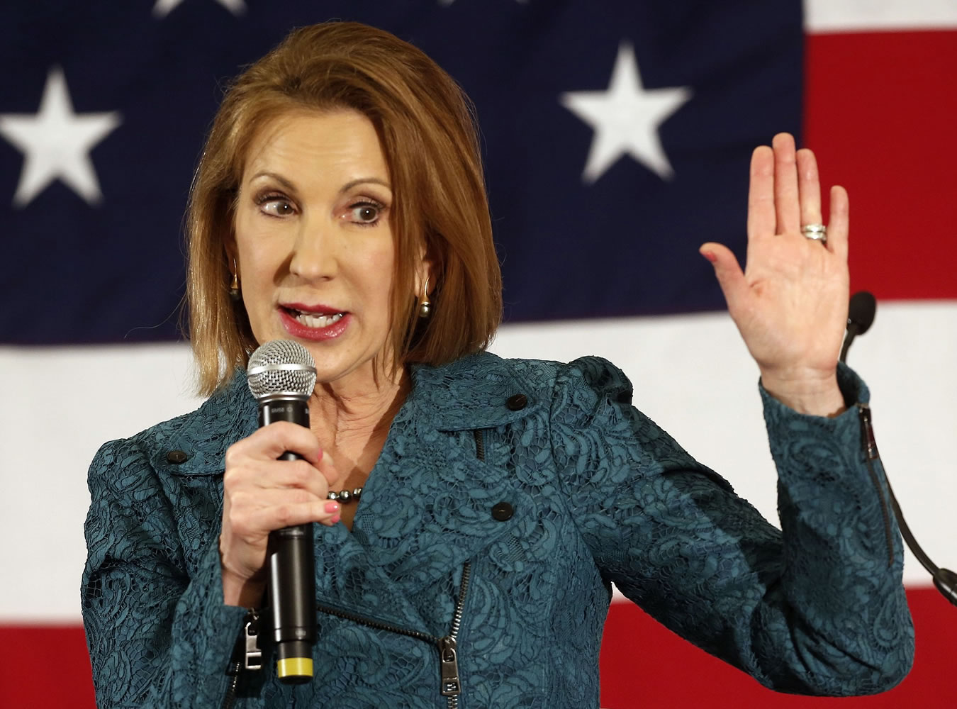 Carly Fiorina speaks April 18 at the Republican Leadership Summit in Nashua, N.H.