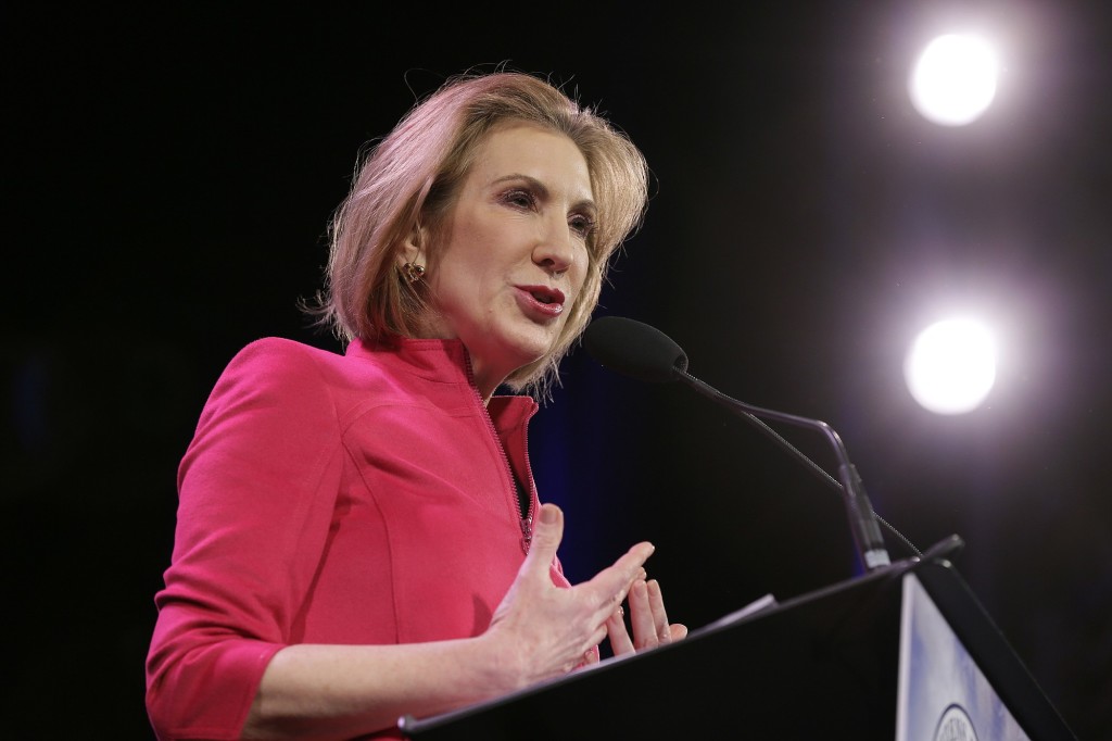 Carly Fiorina speaks Saturday during the Freedom Summit in Des Moines, Iowa.
