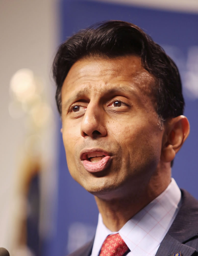 Republican presidential candidate, Louisiana Gov. Bobby Jindal speaks to students and area business leaders at Saint Anselm College, Thursday, June 25, 2015, in Manchester, N.H.