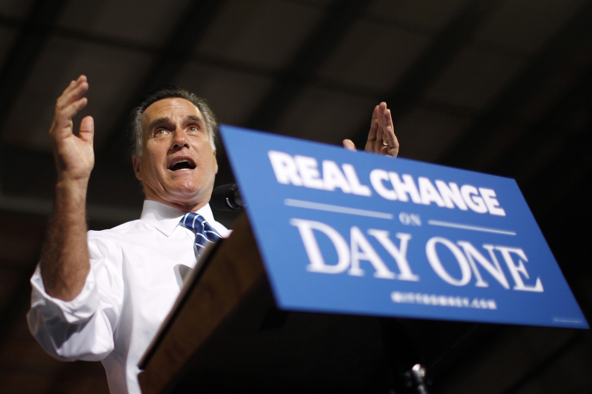 Republican presidential candidate, former Massachusetts Gov. Mitt Romney gestures Nov. 2, 2012 as he campaigns at Screen Machine Industries, in Etna, Ohio. Romney will not run for president in 2016.