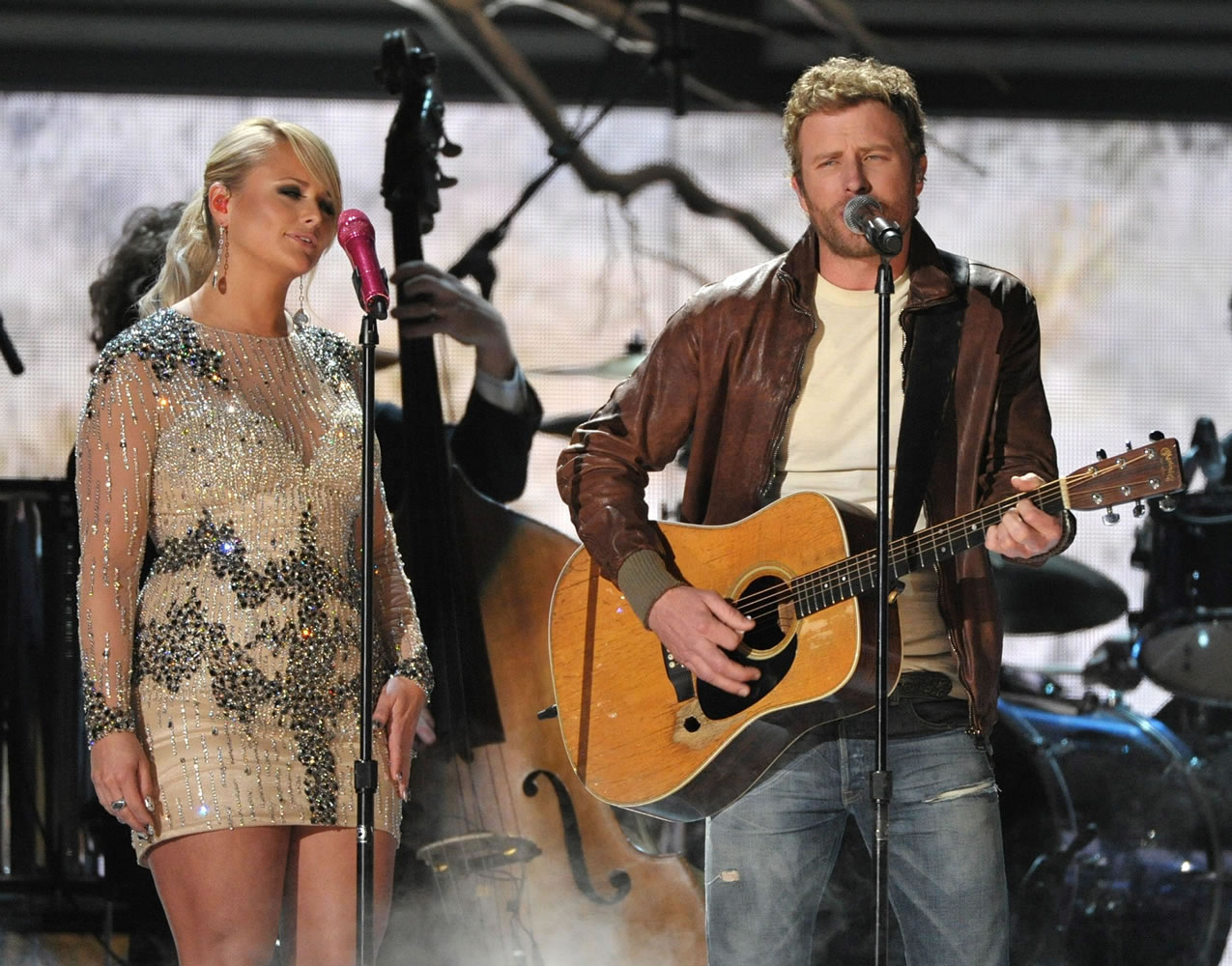 Invision files
Miranda Lambert, left, and Dierks Bentley perform at the 55th annual Grammy Awards in Los Angeles. Bentley says there won't be any hard feelings if childhood friend Miranda Lambert takes home the Grammy for best country album.