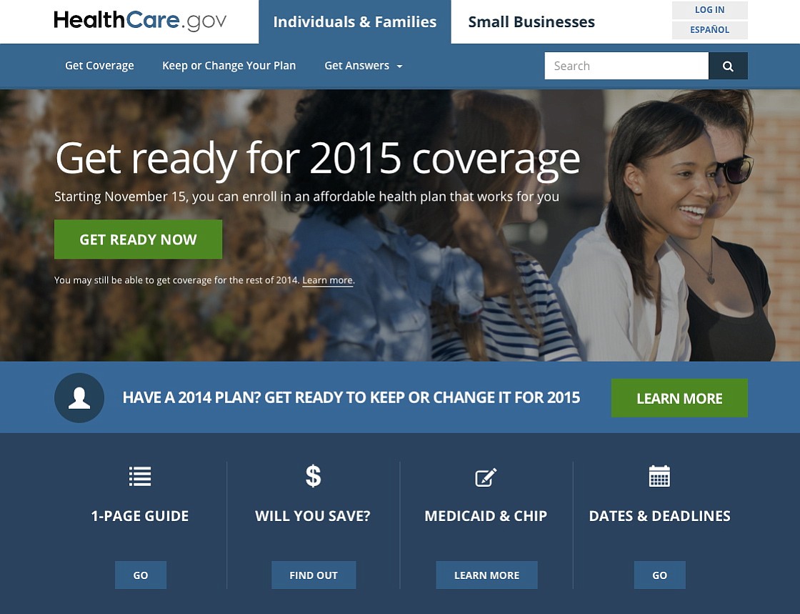 This undated file image shows the website for updated HealthCare,gov, a federal government website managed by the U.S.