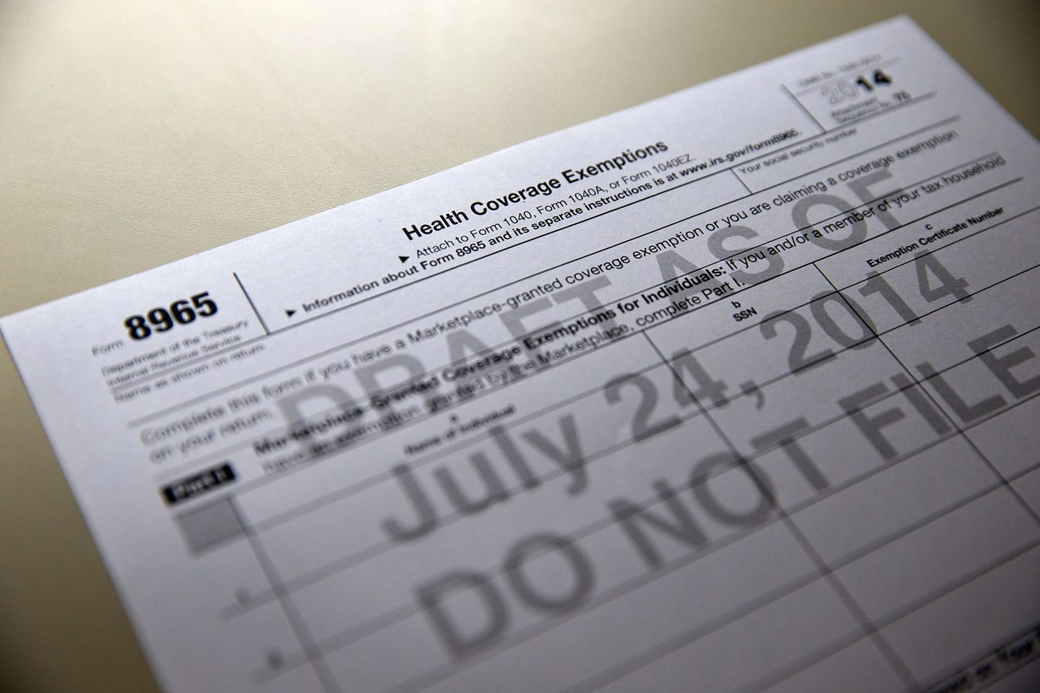 The IRS Health Coverage Exemption form
