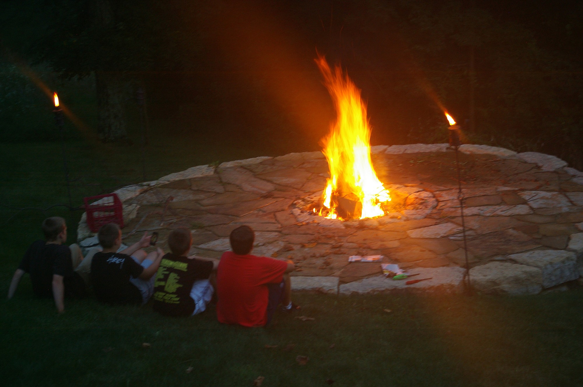 Susan Vanderwiel and her family enjoy this fire pit year-round at their lake house in Apple River, Ill.